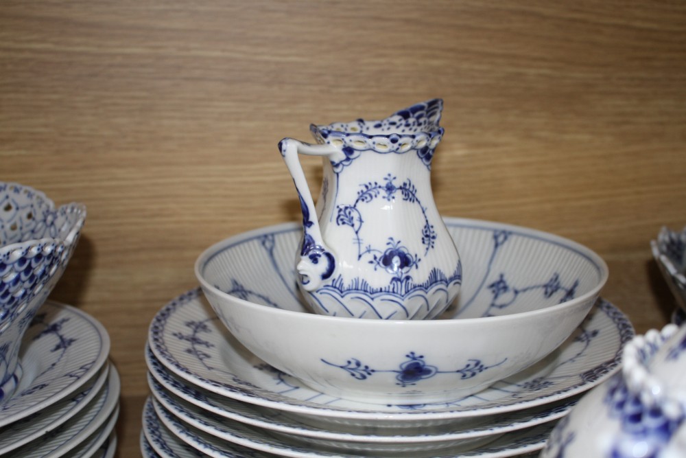 A collection of assorted Royal Copenhagen Blue Fluted tablewares